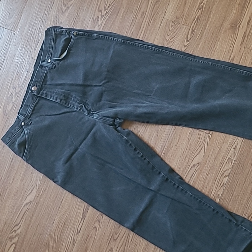 Vintage 90s Wrangler Black Denim Jeans Bootcut Mens Size 36x34 USA MADE - Picture 5 of 16
